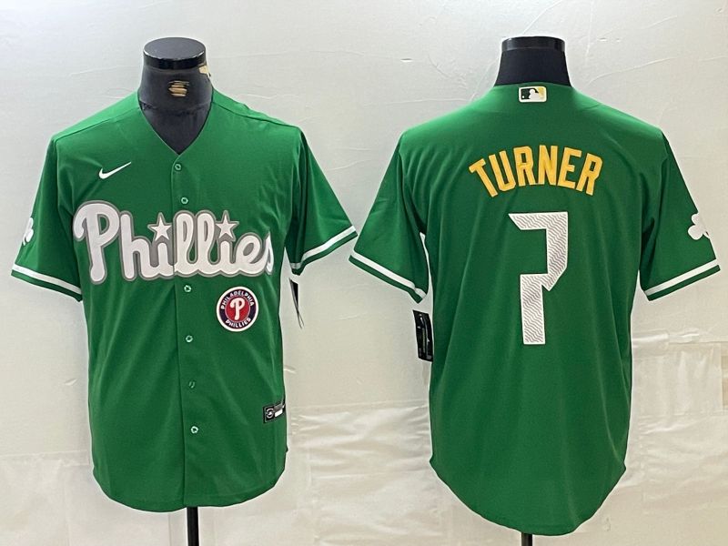 Men Philadelphia Phillies #7 Turner Green Fashion Edition Nike 2024 MLB Jersey style 2